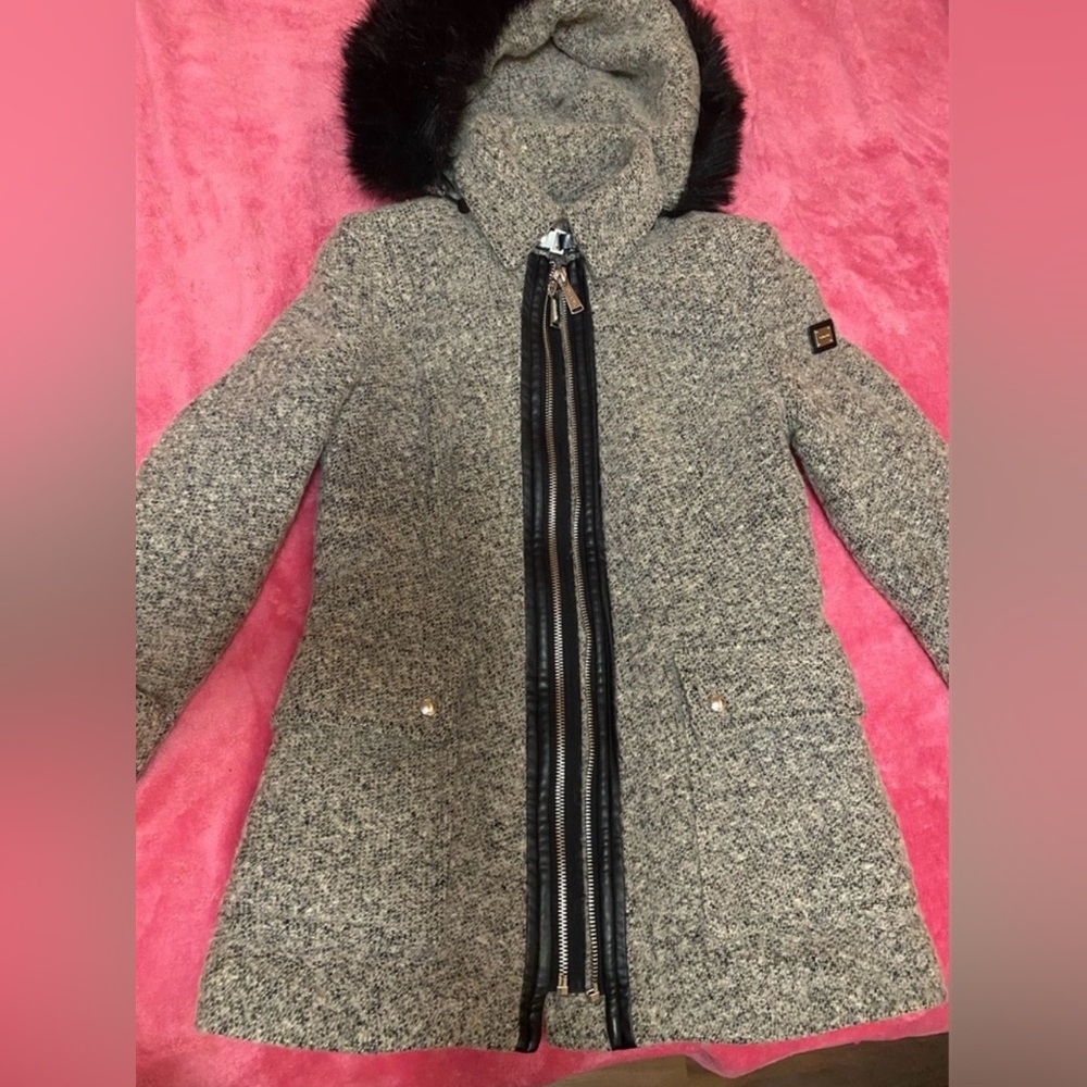 Calvin Klein Black and Gray Puffer Coat